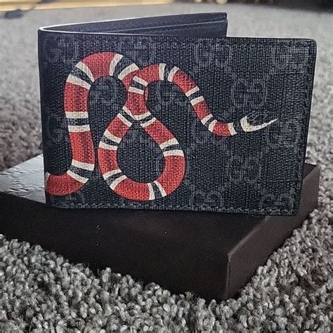 gucci stripe wallet mens|authentic Gucci snake wallet.